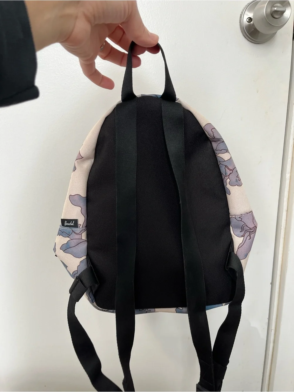Herschel Supply Company Floral Mini Backpack tan blue flowers STAINS